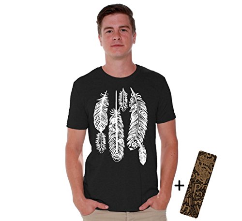 Awkwardstyles Feathers T-shirt White Native American Indian Shirt + Bookmark