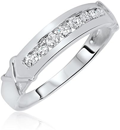 1/3 Carat T.W. Round Cut Diamond Ladies Wedding Ring 14K White Gold- Size 7