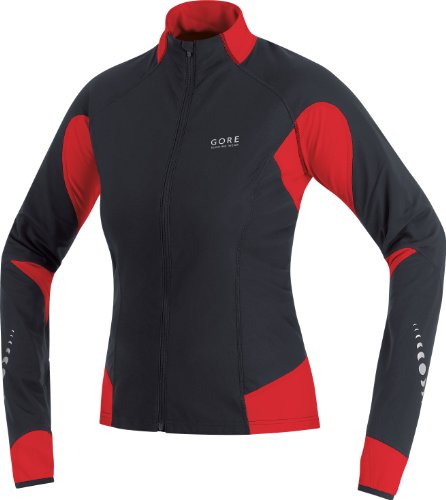 GORE RUNNING WEAR Damen Shirt WINDSTOPPER PULSE, black/red, 38 Preisvergleich