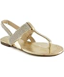 Nature Breeze Ariel-04 T-Strap Slingback Embellished Sandal GOLD