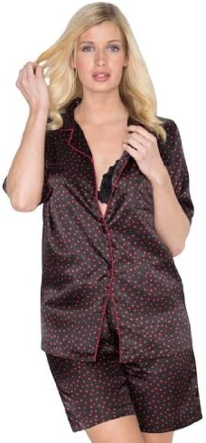 Amoureuse Women's Plus Size 2 Piece Satin Short Set