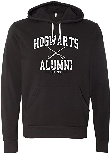 HOGWARTS ALUMNI HOODED SWEATSHIRT UNISEX HARRY POTTER HOODIE (M, Black)