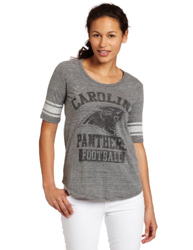 NFL Women's Carolina Panthers Vintage Triblend Short Sleeve Crew Neck Tee,Steel ,Medium