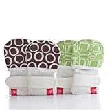 guavamitts 2 pack neutral baby mittens : cirque (chocolate) / cobblestone (leaf)