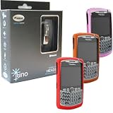 Combo of Black Pama Juno Bluetooth Headset with Magenta, Red, Orange Silicone Skin Cover Case for Blackberry Curve 8330 8300 8320 8310