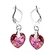 Sterling Silver Leverback Earrings Pink Crystal Heart