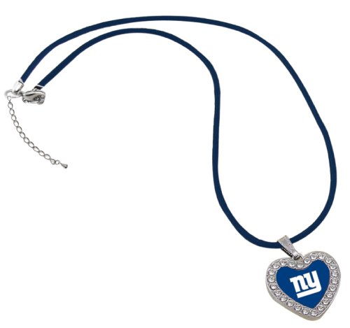 NFL New York Giants Reversible Crystal Heart Pendant with Silk Cord