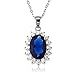 Sterling Silver Oval Created Sapphire/Tanzanite/Mystic Topaz Princess Diana/Kate Middleton Pendant 18
