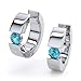 Blue Topaz Huggie Earrings in Platinum. (1/2 ctw) title=