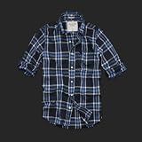 Abercrombie & Fitch メンズ 長袖 シャツ カジュアルシャツ [ネイビー/ブルーチェック] 並行輸入品 [M/L]