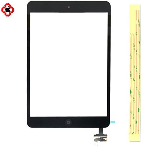 Ipad Mini 2 Touch Panel with Home Button+IC Clip,Touch Screen Digitizer,Front Glass Lens Replacement Parts with Tools+Flex Cable+Adhesive Tape+Camera Holder(black)