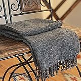 NOVICA Grey Acrylic Throw Blanket 'Grey Dove'