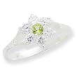 Sterling Silver Peridot & CZ Ring
