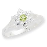 Sterling Silver Peridot & CZ Ring
