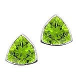 1.00 cttw Genuine Triangle Small Peridot Earrings - 14kt White or Yellow Gold