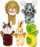 Aesop's Fable Starter Set of Five Plush Animal Puppets and Puppet Show Scripts