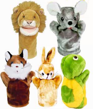 Childrens Toyshop  Toys : Aesop's Fable Starter Set of Five Plush Animal Puppets and Puppet Show Scripts