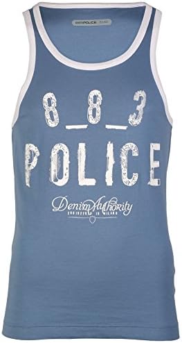 883 Police Jeans Electro Printed Sleeveles Casual Branded Vest Top Men's Size M Blue