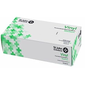 St John Ambulance Vinyl Pre-Powdered Gloves Medium (Box of 100)