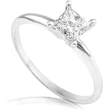 1/2ct Princess Cut Diamond (HI/I1) Solitaire Engagement Ring in 14k White Gold