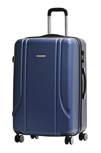 Large Size 75cm Suitcase Alistair Smart - Abs Reinforced Ultra Lightweight - 4 Dual Spinner Wheel - Blue