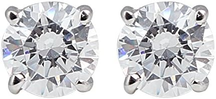 IGI Certified 1 Carat TW Round Diamond Stud Earrings 14Kt White Gold-W(KL-I1)-Y
