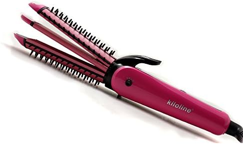 Kiloline 3-in-1 Portable Hair Straightener Flat Iron / Crimping Iron / Curling Iron With Comb Temperature Setting From 280-400°F With 360° Swivel Cord (Red)