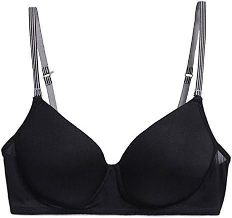 Cnhw Women's Ultra Thin Soft Cross Non-slip Shoulder Strap Silk Wireless Bra Black 85/38A
