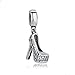 Antique 925 Sterling Silver Beads High Heel Shoes Charm for Women Charms Bracelet & Necklace