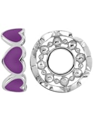 Storywheel® Purple Enamel Hearts Bead / Charm