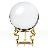 Amlong Crystal&reg; Clear Crystal Ball 110mm (4.2 in.) Including Golden Dragon Stand and Gift Package