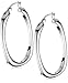 ELLE Jewelry Oval Sterling Silver Hoop Earrings title=