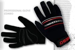 Nebo Professional Combo Black Work Glove & Red Folding Lock-Back Utility Knife-Size Medium