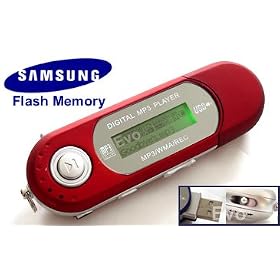 EvoDigitals 4GB Red MP3 WMA Player (samsung memory) USB With FM Tuner, Voice Recorder + More