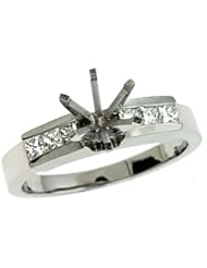 14K White Gold 0.35cttw Princess Diamond Semi Mount Engagement Ring