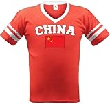China Flag International Soccer Ringer Shirt, Chinese Pride Mens V-Neck T-shirt