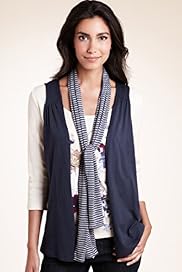 3 Piece Scoop Neck Rose Print Top with Scarf Waistcoat