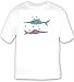 T-shirt with gun, saw, swimming, water, fish