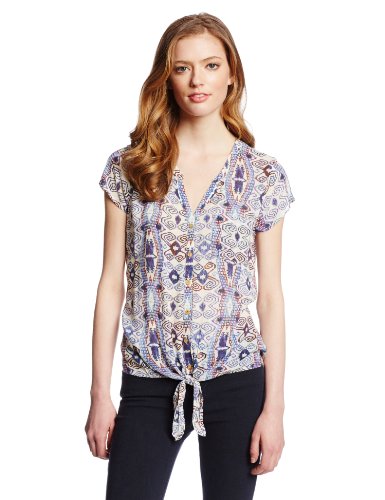 Lucky Brand Women's Diamond Tie Front Top