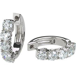 Diamond Hoop Earrings:Round Diamond Hoop Earrings (1.45 ctw) 14kt White Gold Images