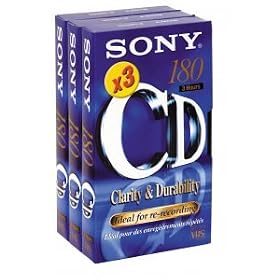 Sony 3 Pack E180 Clarity & Durability "CD" VHS Tape