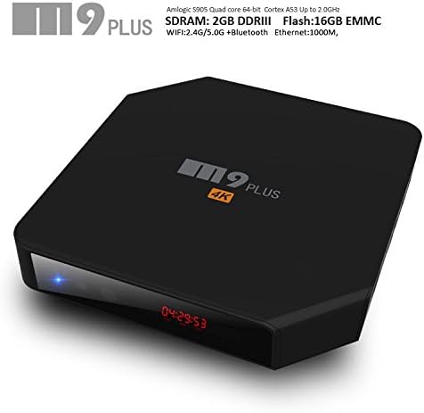 Android Smart Box M9 Plus TV Box Amlogic S905 2GB 16GB with Kodi and Dual WiFi 2.4GHz 5GHz Bluetooth 4.0 Support HDMI 2.0 4k2k 60fps LED display Streaming Media Player (Black)