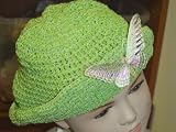 Ht57lme, Hand Crocheted Lime Gimp Floppy Hat with Butterfly for Girls and Teens