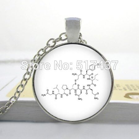 VintaStore Fashion Glass Photo Pendant Neckalce Molecule Necklace Oxytocin Molecule Pendant Glass Dome Necklace Vintage