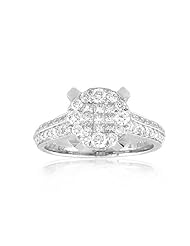 0.90ct tw Princess Cut and Round Diamond Cluster Ring set in 18k White Gold