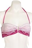 BCBGMAXAZRIA Women's Fuchsia Stripe Bandeau Halter Bikini Top, Large