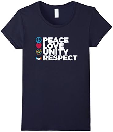 Women's Peace Love Unity Respect PLUR EDM Concert T-Shirt  XL Navy