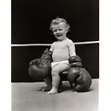 Buy 1930s Baby Seated on Stool in Boxing Ring Wearing Oversized Boxing Gloves Wearing... by Wallmonkeys Wall Decals
