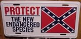 Protect The New Endangered Species Confederate Flag Embossed Metal License Plate