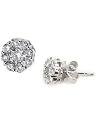 14k White Gold, Flower, Cluster Diamond Earring, .75 CTTW of Diamonds (G-H Color, SI1-SI2 Clarity)